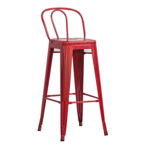 Banqueta alta com encosto em ferro e pintura EPO - REF. ANM 6990 B VERMELHO
