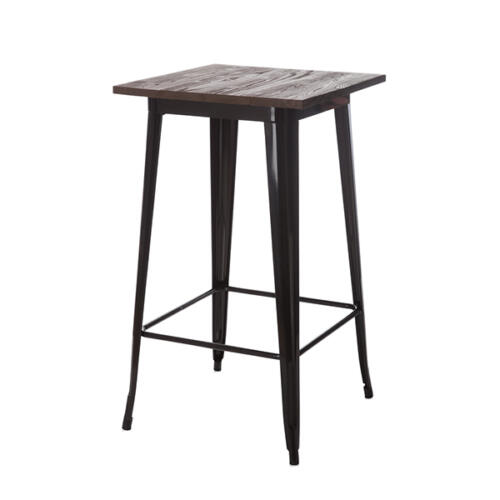 Mesa Bistro com tampo de madeira e p‚s de a‡o - REF. ANM 6860 M PRETA