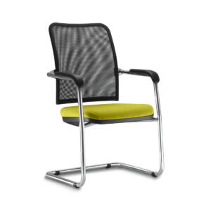 Cadeira Soul executiva fixa base cromada com braço